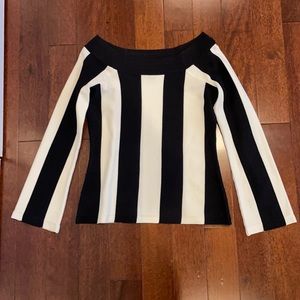 INC small black and white striped long sleeve top